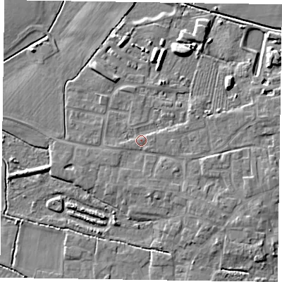 Shaded relief map of the ground around DN147YZ, computed from Environment Agency LiDAR. The ground here sits at about 5 m above sea level and falls 6 m across the surrounding 800 m. Surface water reaching this point runs off ground lying to the east, 0.6 m higher.