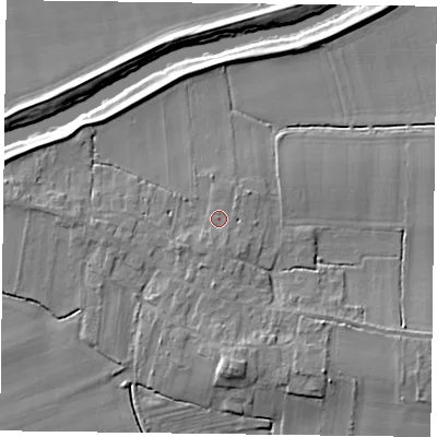 Shaded relief map of the ground around DN147ZF, computed from Environment Agency LiDAR. The ground here sits at about 6 m above sea level and falls 8 m across the surrounding 800 m. Surface water reaching this point runs off ground lying to the south-south-east, 1.3 m higher.