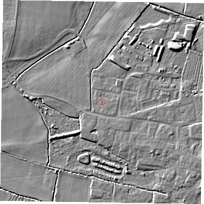 Shaded relief map of the ground around DN147ZH, computed from Environment Agency LiDAR. The ground here sits at about 4 m above sea level and falls 6 m across the surrounding 800 m. Surface water reaching this point runs off ground lying to the east, 0.9 m higher.