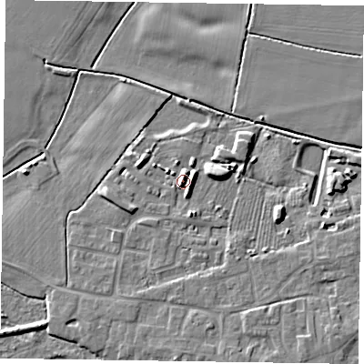 Shaded relief map of the ground around DN147ZT, computed from Environment Agency LiDAR. The ground here sits at about 7 m above sea level and falls 6 m across the surrounding 800 m. Surface water reaching this point runs off ground lying to the south-west, 3.5 m higher.