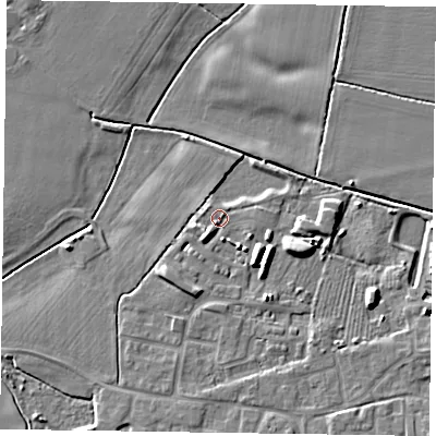 Shaded relief map of the ground around DN147ZW, computed from Environment Agency LiDAR. The ground here sits at about 4 m above sea level and falls 6 m across the surrounding 800 m. Surface water reaching this point runs off ground lying to the south-west, 4.3 m higher.