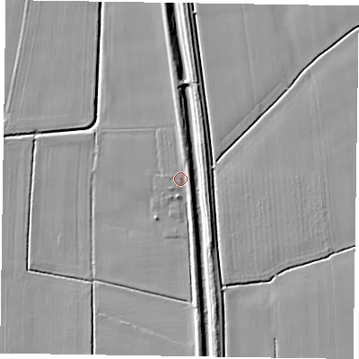 Shaded relief map of the ground around DN148AS, computed from Environment Agency LiDAR. The ground here sits at about 3 m above sea level and falls 6 m across the surrounding 800 m. Surface water reaching this point runs off ground lying to the east, 2.7 m higher.