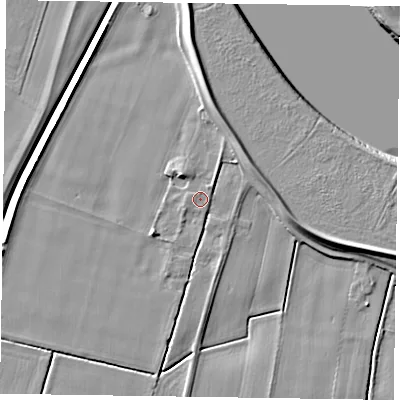 Shaded relief map of the ground around DN148AX, computed from Environment Agency LiDAR. The ground here sits at about 3 m above sea level and falls 7 m across the surrounding 800 m. Surface water reaching this point runs off ground lying to the west-south-west, 1.7 m higher.