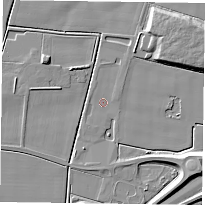 Shaded relief map of the ground around DN148BF, computed from Environment Agency LiDAR. The ground here sits at about 2 m above sea level and falls 11 m across the surrounding 800 m. Surface water reaching this point runs off ground lying to the north-north-east, 0.7 m higher.