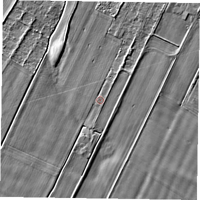 Shaded relief map of the ground around DN148BG, computed from Environment Agency LiDAR. The ground here sits at about 3 m above sea level and falls 4 m across the surrounding 800 m. Surface water reaching this point runs off ground lying to the south-east, 0.6 m higher.