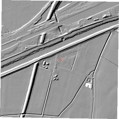 Shaded relief map of the ground around DN148BL, computed from Environment Agency LiDAR. The ground here sits at about 2 m above sea level and falls 10 m across the surrounding 800 m. Surface water reaching this point runs off ground lying to the north-north-west, 4.0 m higher.