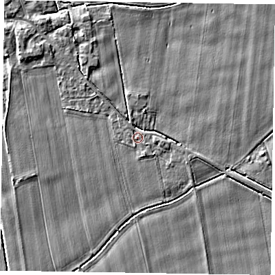 Shaded relief map of the ground around DN148DL, computed from Environment Agency LiDAR. The ground here sits at about 3 m above sea level and falls 3 m across the surrounding 800 m. Surface water reaching this point runs off ground lying to the east, 0.7 m higher.
