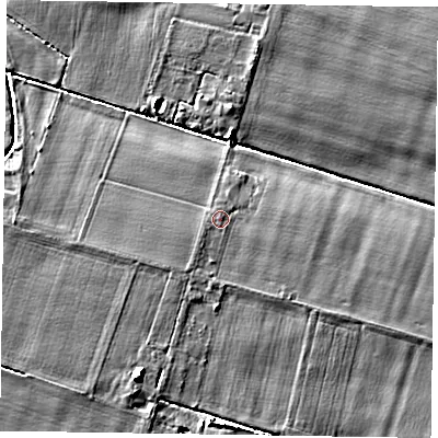 Shaded relief map of the ground around DN148DW, computed from Environment Agency LiDAR. The ground here sits at about 3 m above sea level and falls 6 m across the surrounding 800 m. Surface water reaching this point runs off ground lying to the north-north-east, 0.5 m higher.