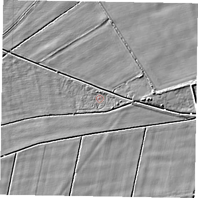 Shaded relief map of the ground around DN148EB, computed from Environment Agency LiDAR. The ground here sits at about 1 m above sea level and falls 5 m across the surrounding 800 m. Surface water reaching this point runs off ground lying to the south-east, 2.2 m higher.