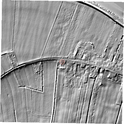 Shaded relief map of the ground around DN148EP, computed from Environment Agency LiDAR. The ground here sits at about 3 m above sea level and falls 8 m across the surrounding 800 m. Surface water reaching this point runs off ground lying to the east-north-east, 1.4 m higher.