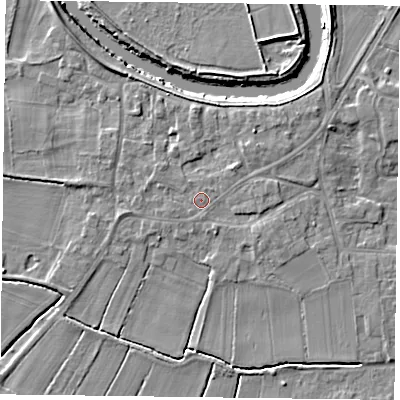 Shaded relief map of the ground around DN148EU, computed from Environment Agency LiDAR. The ground here sits at about 5 m above sea level and falls 6 m across the surrounding 800 m. Surface water reaching this point runs off ground lying to the north-east, 1.7 m higher.