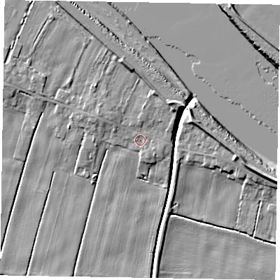 Shaded relief map of the ground around DN148EY, computed from Environment Agency LiDAR. The ground here sits at about 3 m above sea level and falls 8 m across the surrounding 800 m. Surface water reaching this point runs off ground lying to the north-north-west, 4.0 m higher.