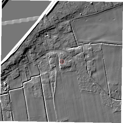 Shaded relief map of the ground around DN148FB, computed from Environment Agency LiDAR. The ground here sits at about 3 m above sea level and falls 7 m across the surrounding 800 m. Surface water reaching this point runs off ground lying to the south-west, 1.8 m higher.