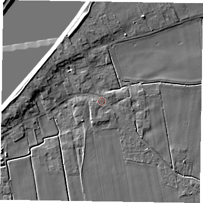 Shaded relief map of the ground around DN148FD, computed from Environment Agency LiDAR. The ground here sits at about 3 m above sea level and falls 7 m across the surrounding 800 m. Surface water reaching this point runs off ground lying to the south-west, 1.3 m higher.