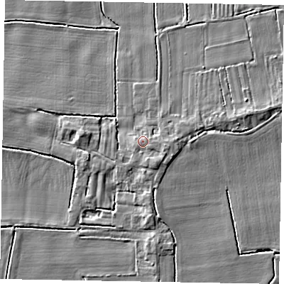 Shaded relief map of the ground around DN148HU, computed from Environment Agency LiDAR. The ground here sits at about 4 m above sea level and falls 5 m across the surrounding 800 m. Surface water reaching this point runs off ground lying to the east-south-east, 1.4 m higher.