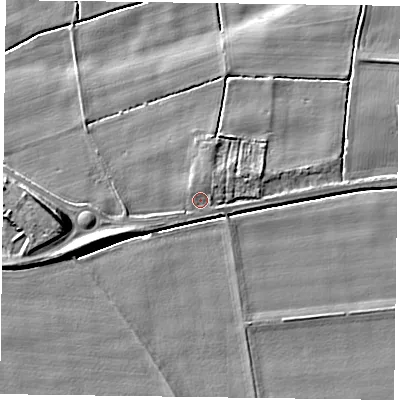 Shaded relief map of the ground around DN148JU, computed from Environment Agency LiDAR. The ground here sits at about 3 m above sea level and falls 9 m across the surrounding 800 m. Surface water reaching this point runs off ground lying to the north, 0.7 m higher.