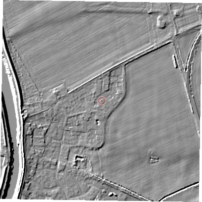 Shaded relief map of the ground around DN148LN, computed from Environment Agency LiDAR. The ground here sits at about 4 m above sea level and falls 7 m across the surrounding 800 m. Surface water reaching this point runs off ground lying to the north-west, 0.9 m higher.