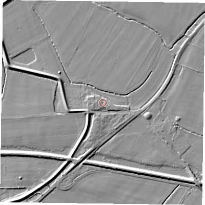 Shaded relief map of the ground around DN148NA, computed from Environment Agency LiDAR. The ground here sits at about 5 m above sea level and falls 5 m across the surrounding 800 m. Surface water reaching this point runs off ground lying to the south-east, 2.4 m higher.