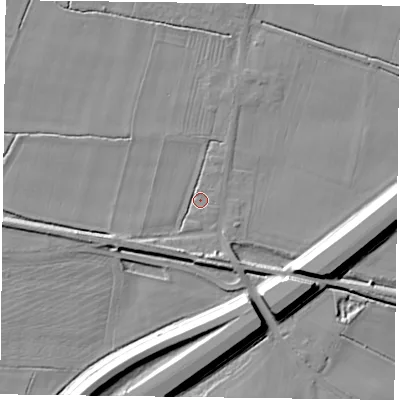 Shaded relief map of the ground around DN148NG, computed from Environment Agency LiDAR. The ground here sits at about 4 m above sea level and falls 11 m across the surrounding 800 m. Surface water reaching this point runs off ground lying to the south-south-east, 4.1 m higher.