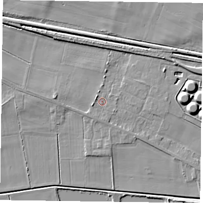 Shaded relief map of the ground around DN148NN, computed from Environment Agency LiDAR. The ground here sits at about 3 m above sea level and falls 10 m across the surrounding 800 m. Surface water reaching this point runs off ground lying to the north-west, 1.7 m higher.
