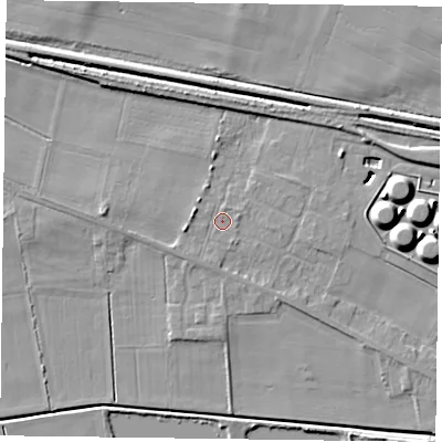 Shaded relief map of the ground around DN148NW, computed from Environment Agency LiDAR. The ground here sits at about 3 m above sea level and falls 10 m across the surrounding 800 m. Surface water reaching this point runs off ground lying to the west-north-west, 1.7 m higher.