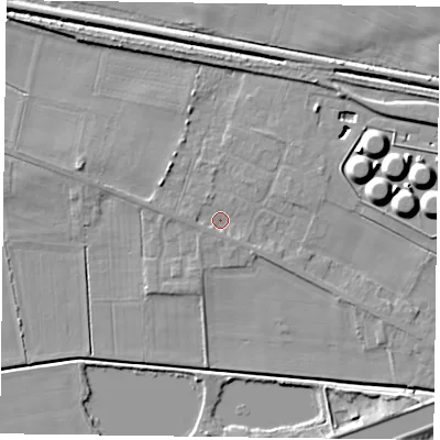 Shaded relief map of the ground around DN148NX, computed from Environment Agency LiDAR. The ground here sits at about 3 m above sea level and falls 10 m across the surrounding 800 m. Surface water reaching this point runs off ground lying to the west, 1.3 m higher.