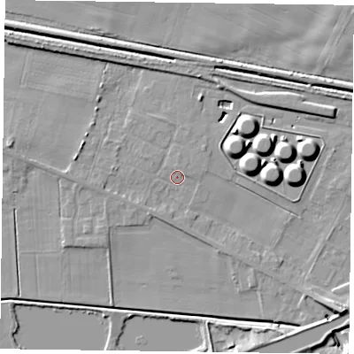 Shaded relief map of the ground around DN148PG, computed from Environment Agency LiDAR. The ground here sits at about 3 m above sea level and falls 11 m across the surrounding 800 m. Surface water reaching this point runs off ground lying to the north-east, 1.4 m higher.