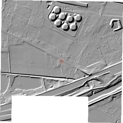 Shaded relief map of the ground around DN148PQ, computed from Environment Agency LiDAR. The ground here sits at about 3 m above sea level and falls 11 m across the surrounding 800 m. Surface water reaching this point runs off ground lying to the north-west, 0.8 m higher.
