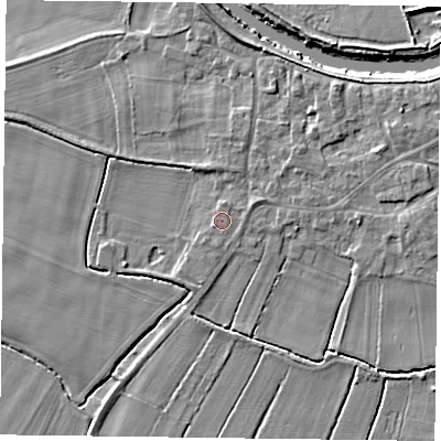 Shaded relief map of the ground around DN148QH, computed from Environment Agency LiDAR. The ground here sits at about 5 m above sea level and falls 5 m across the surrounding 800 m. Surface water reaching this point runs off ground lying to the north, 0.7 m higher.
