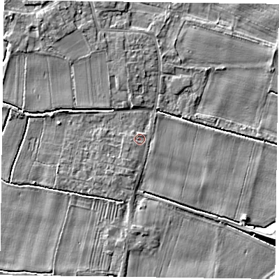 Shaded relief map of the ground around DN148QS, computed from Environment Agency LiDAR. The ground here sits at about 3 m above sea level and falls 6 m across the surrounding 800 m. Surface water reaching this point runs off ground lying to the west, 1.3 m higher.