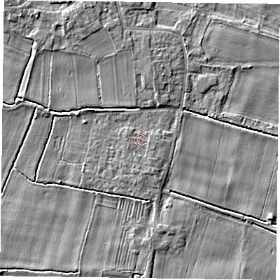 Shaded relief map of the ground around DN148RD, computed from Environment Agency LiDAR. The ground here sits at about 4 m above sea level and falls 4 m across the surrounding 800 m. Surface water reaching this point runs off ground lying to the south, 0.7 m higher.