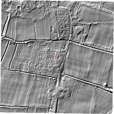 Shaded relief map of the ground around DN148RU, computed from Environment Agency LiDAR. The ground here sits at about 4 m above sea level and falls 4 m across the surrounding 800 m. Surface water reaching this point runs off ground lying to the south-south-west, 0.7 m higher.