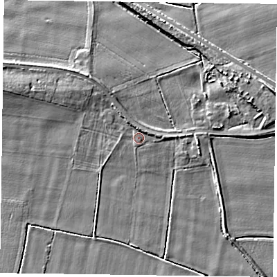 Shaded relief map of the ground around DN148SD, computed from Environment Agency LiDAR. The ground here sits at about 3 m above sea level and falls 7 m across the surrounding 800 m. Surface water reaching this point runs off ground lying to the north, 1.8 m higher.