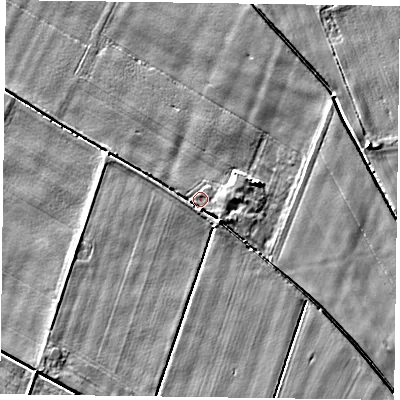 Shaded relief map of the ground around DN148SH, computed from Environment Agency LiDAR. The ground here sits at about 3 m above sea level and falls 3 m across the surrounding 800 m. Surface water reaching this point runs off ground lying to the south-south-east, 2.5 m higher.