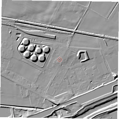 Shaded relief map of the ground around DN148SJ, computed from Environment Agency LiDAR. The ground here sits at about 4 m above sea level and falls 11 m across the surrounding 800 m. Surface water reaching this point runs off ground lying to the north-east, 0.6 m higher.