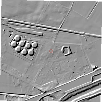Shaded relief map of the ground around DN148SN, computed from Environment Agency LiDAR. The ground here sits at about 4 m above sea level and falls 11 m across the surrounding 800 m. Surface water reaching this point runs off ground lying to the north-north-east, 0.7 m higher.