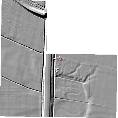 Shaded relief map of the ground around DN148ST, computed from Environment Agency LiDAR. The ground here sits at about 3 m above sea level and falls 11 m across the surrounding 800 m. Surface water reaching this point runs off ground lying to the west-north-west, 0.9 m higher.