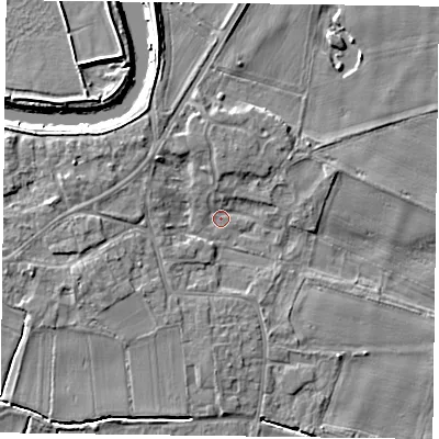 Shaded relief map of the ground around DN148TN, computed from Environment Agency LiDAR. The ground here sits at about 3 m above sea level and falls 5 m across the surrounding 800 m. Surface water reaching this point runs off ground lying to the north-north-west, 1.8 m higher.