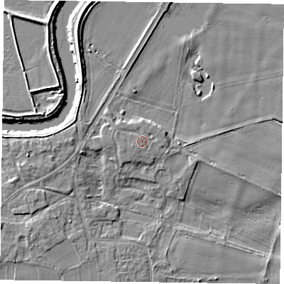 Shaded relief map of the ground around DN148TP, computed from Environment Agency LiDAR. The ground here sits at about 5 m above sea level and falls 5 m across the surrounding 800 m. Surface water reaching this point runs off ground lying to the west-south-west, 1.2 m higher.