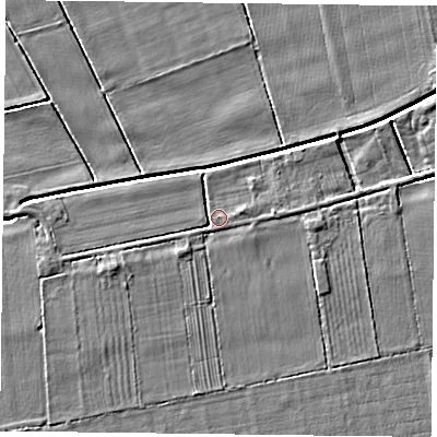 Shaded relief map of the ground around DN149AQ, computed from Environment Agency LiDAR. The ground here sits at about 4 m above sea level and falls 4 m across the surrounding 800 m. Surface water reaching this point runs off ground lying to the west-south-west, 1.5 m higher.