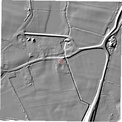 Shaded relief map of the ground around DN149BZ, computed from Environment Agency LiDAR. The ground here sits at about 5 m above sea level and falls 9 m across the surrounding 800 m. Surface water reaching this point runs off ground lying to the south-south-west, 1.2 m higher.