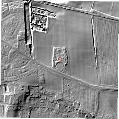 Shaded relief map of the ground around DN149DJ, computed from Environment Agency LiDAR. The ground here sits at about 10 m above sea level and falls 10 m across the surrounding 800 m. Surface water reaching this point runs off ground lying to the south-east, 1.6 m higher.