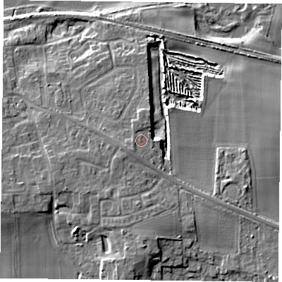 Shaded relief map of the ground around DN149DN, computed from Environment Agency LiDAR. The ground here sits at about 10 m above sea level and falls 10 m across the surrounding 800 m. Surface water reaching this point runs off ground lying to the south-west, 1.6 m higher.