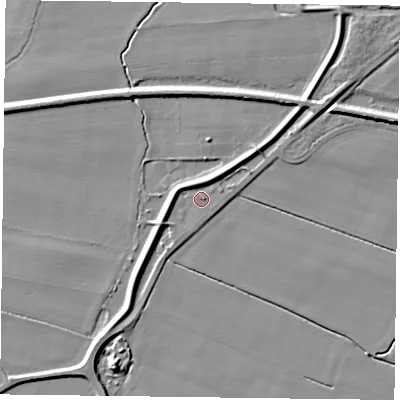 Shaded relief map of the ground around DN149EU, computed from Environment Agency LiDAR. The ground here sits at about 4 m above sea level and falls 6 m across the surrounding 800 m. Surface water reaching this point runs off ground lying to the north, 3.2 m higher.