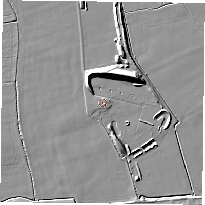 Shaded relief map of the ground around DN149GH, computed from Environment Agency LiDAR. The ground here sits at about 5 m above sea level and falls 11 m across the surrounding 800 m. Surface water reaching this point runs off ground lying to the south-east, 0.9 m higher.