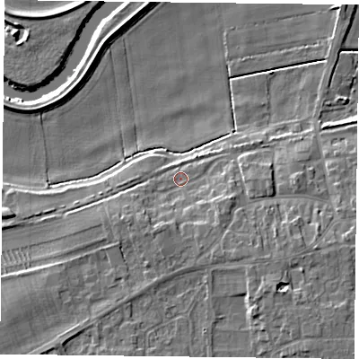Shaded relief map of the ground around DN149HB, computed from Environment Agency LiDAR. The ground here sits at about 6 m above sea level and falls 10 m across the surrounding 800 m. Surface water reaching this point runs off ground lying to the south-east, 4.0 m higher.