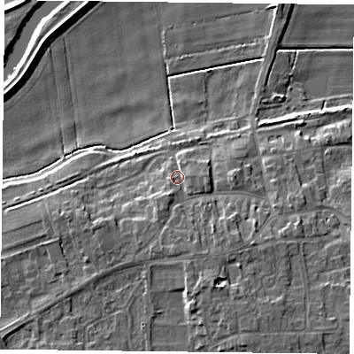 Shaded relief map of the ground around DN149HN, computed from Environment Agency LiDAR. The ground here sits at about 7 m above sea level and falls 10 m across the surrounding 800 m. Surface water reaching this point runs off ground lying to the south-south-west, 3.0 m higher.