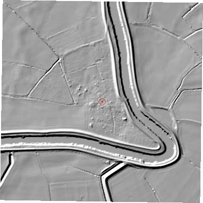 Shaded relief map of the ground around DN149NH, computed from Environment Agency LiDAR. The ground here sits at about 3 m above sea level and falls 6 m across the surrounding 800 m. Surface water reaching this point runs off ground lying to the south-east, 0.8 m higher.