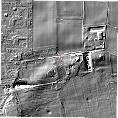 Shaded relief map of the ground around DN149NQ, computed from Environment Agency LiDAR. The ground here sits at about 6 m above sea level and falls 9 m across the surrounding 800 m. Surface water reaching this point runs off ground lying to the south-south-west, 2.6 m higher.