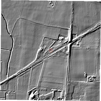 Shaded relief map of the ground around DN149NT, computed from Environment Agency LiDAR. The ground here sits at about 5 m above sea level and falls 9 m across the surrounding 800 m. Surface water reaching this point runs off ground lying to the east-north-east, 5.6 m higher.
